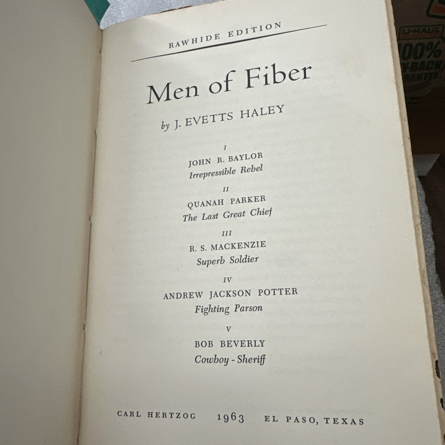 Haley, Men of Fiber, Raw Hide Ed. 1963, Signed Copy, Cisneros Illustrations