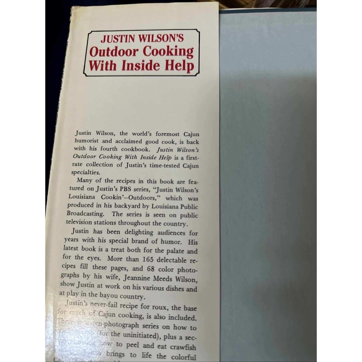 Justin Wilson Outdoor Cooking with Inside Help Cookbook