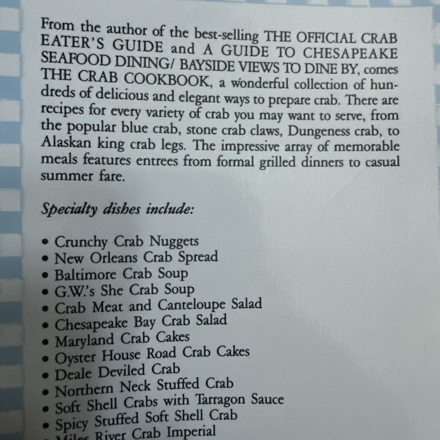The Crab Cookbook (Signed) by Schmidt, Whitey
