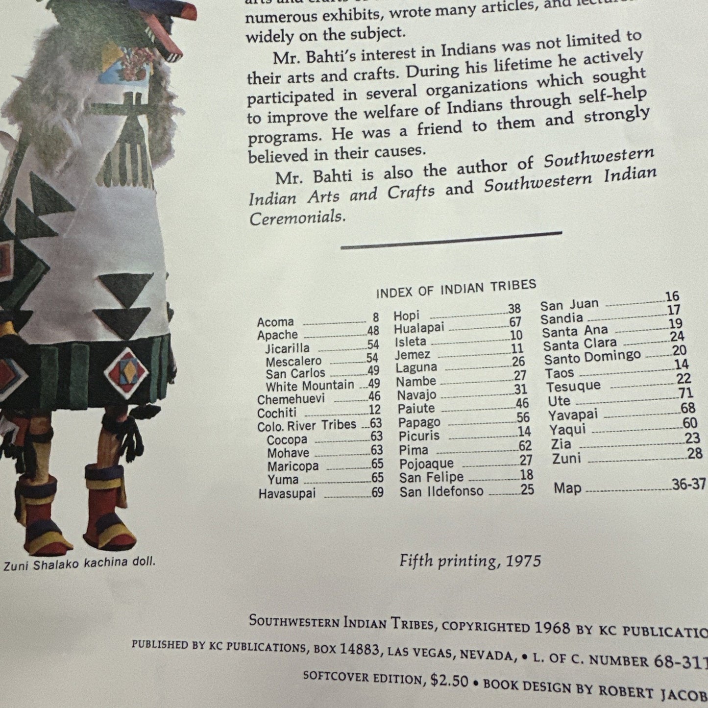 1971 "Southwestern Indian Tribes" By Tom Bahti Softcover 72 Page 5th Print