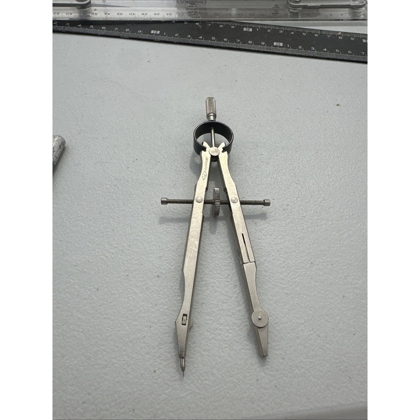 Vintage Germany Compass Drafting Tool Metal Marked With V In Diamond