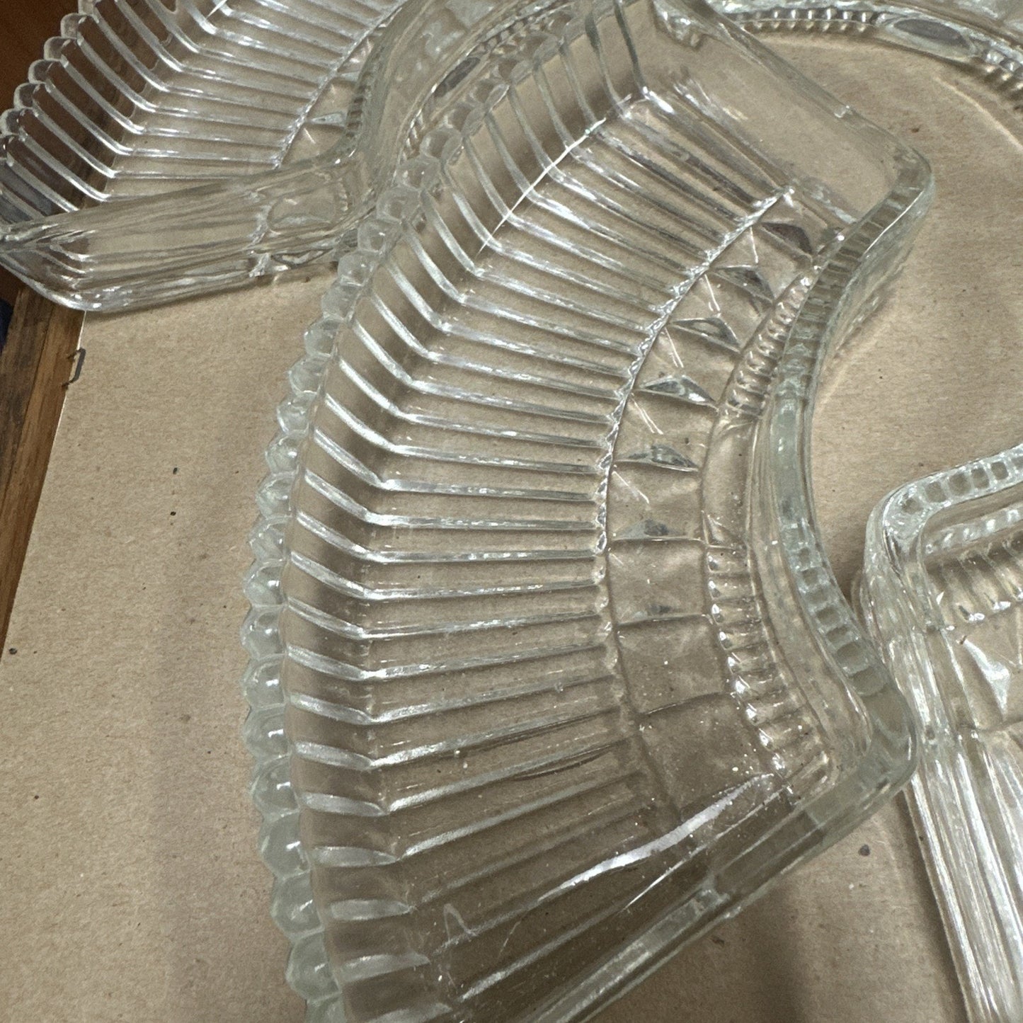 Vintage Kromex Lazy Susan Replacement Relish Dish Glass Inserts Set Of 4