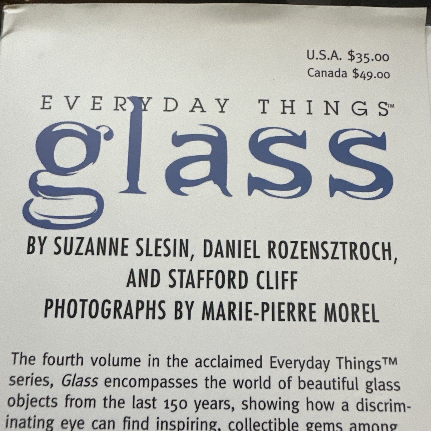 Everyday Things Glass HC Book by Slesin, Rozensztroch, Cliff - Coffee Table Book