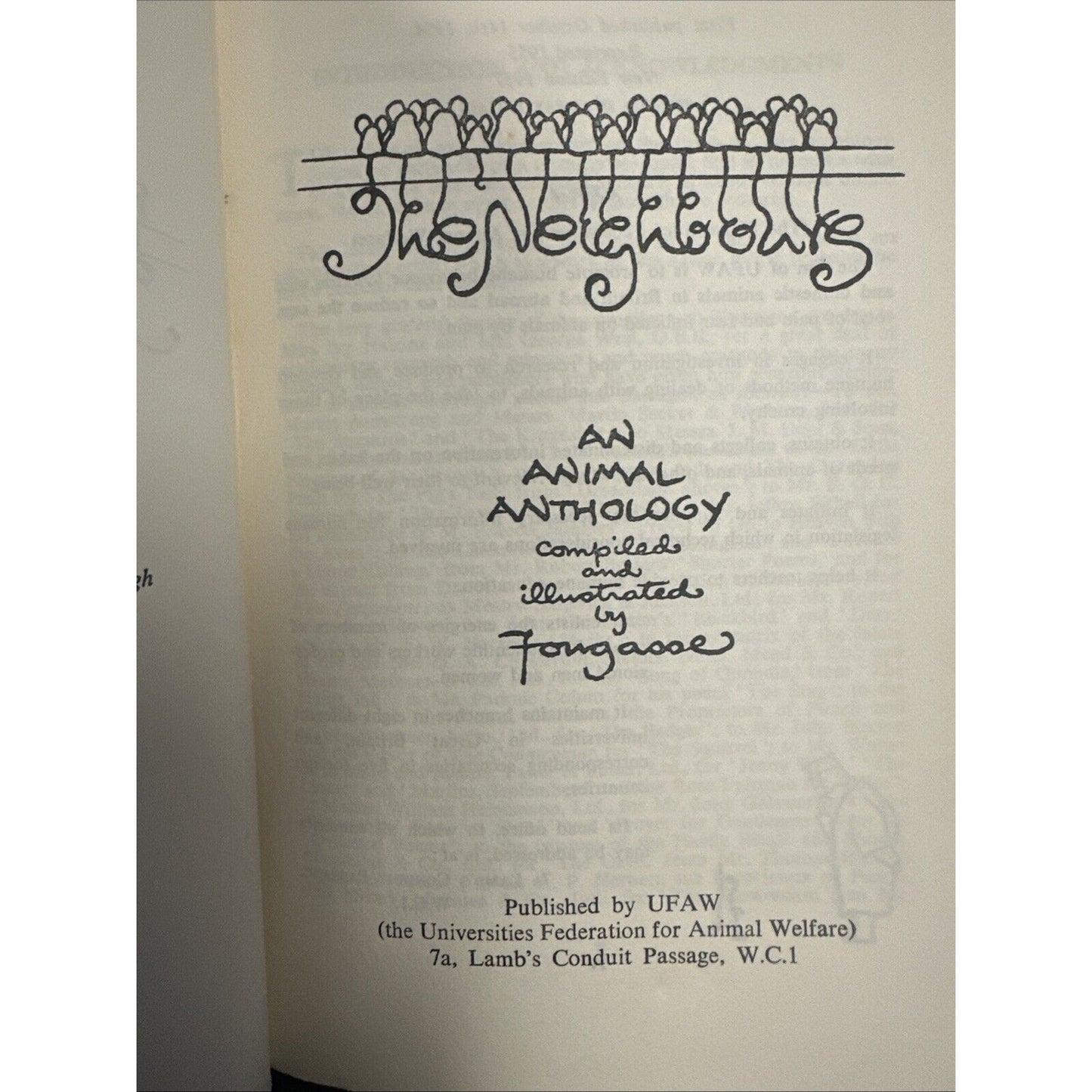 Vtg PB book, The Neighbours, An Animal Anthology by Fougasse, 1957