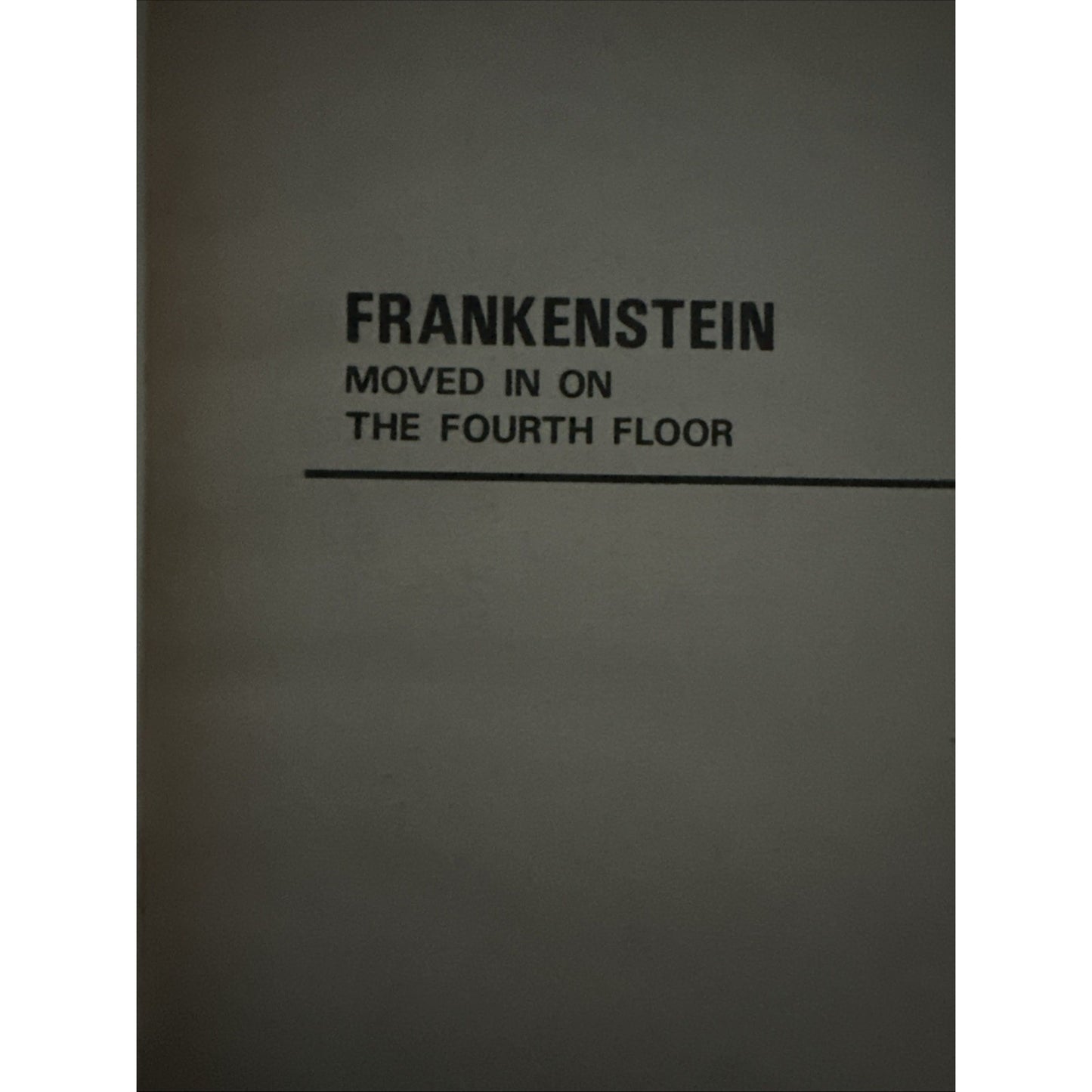 Frankenstein Moved in on the Fourth Floor Elizabeth Levy, 1979 First Edition HC