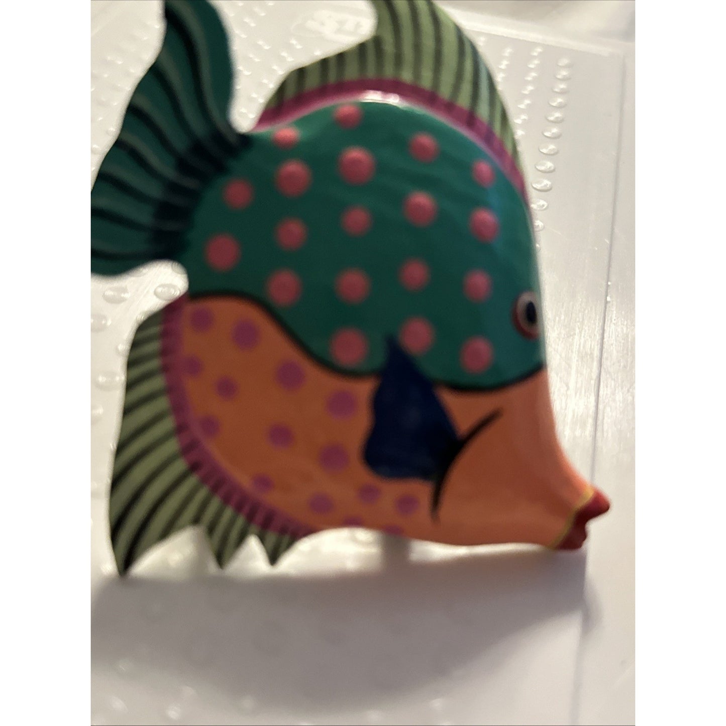Vintage Hand Painted Wooden Fish Dangle Hook Earrings 2 Inches & Scarf Ring