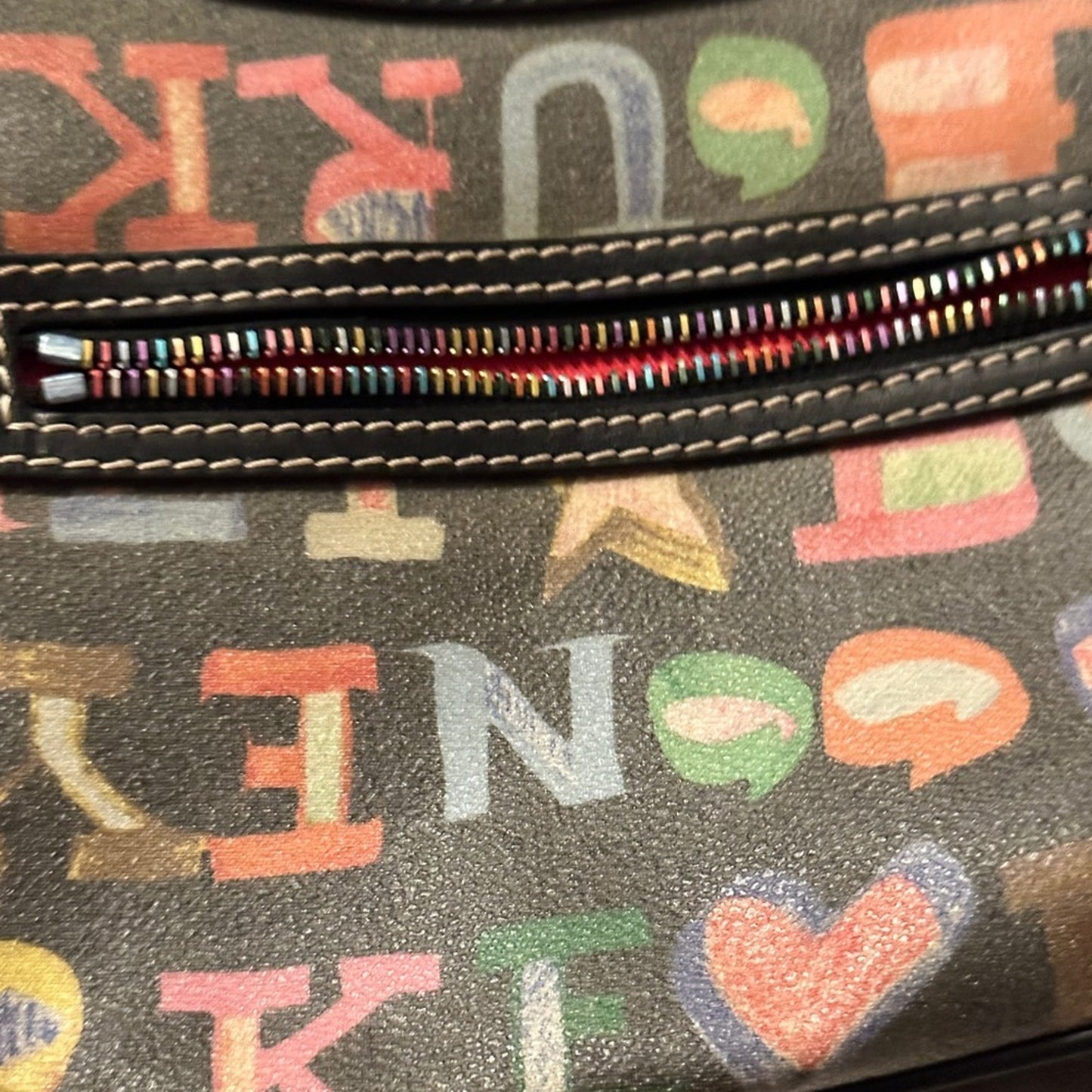 Dooney & Bourke Doodle Graffiti Baguette Bag Small Y2K Monogram Rainbow