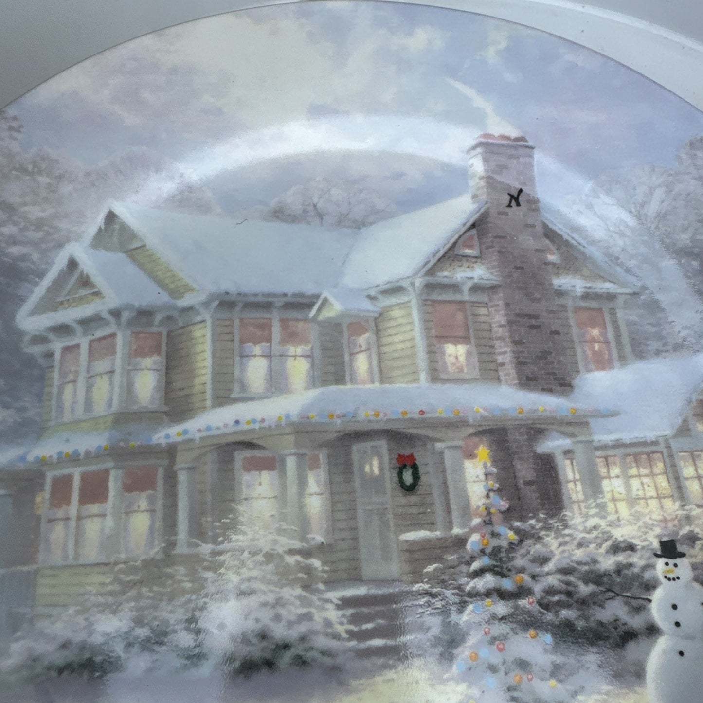 Maude Borup 9” Plate Thomas Kincade Winter Christmas House Scene