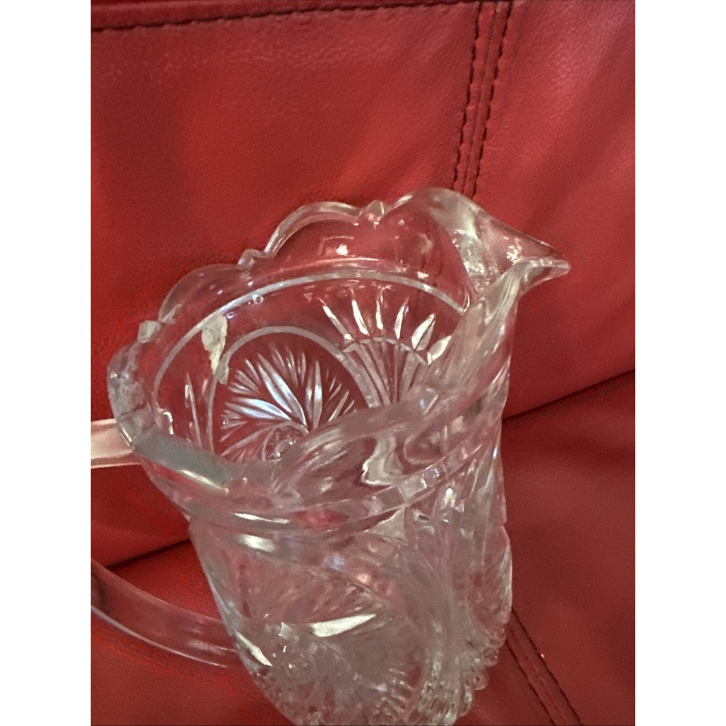 Vintage Lead Crystal Star of David Pinwheel Pitcher EUC