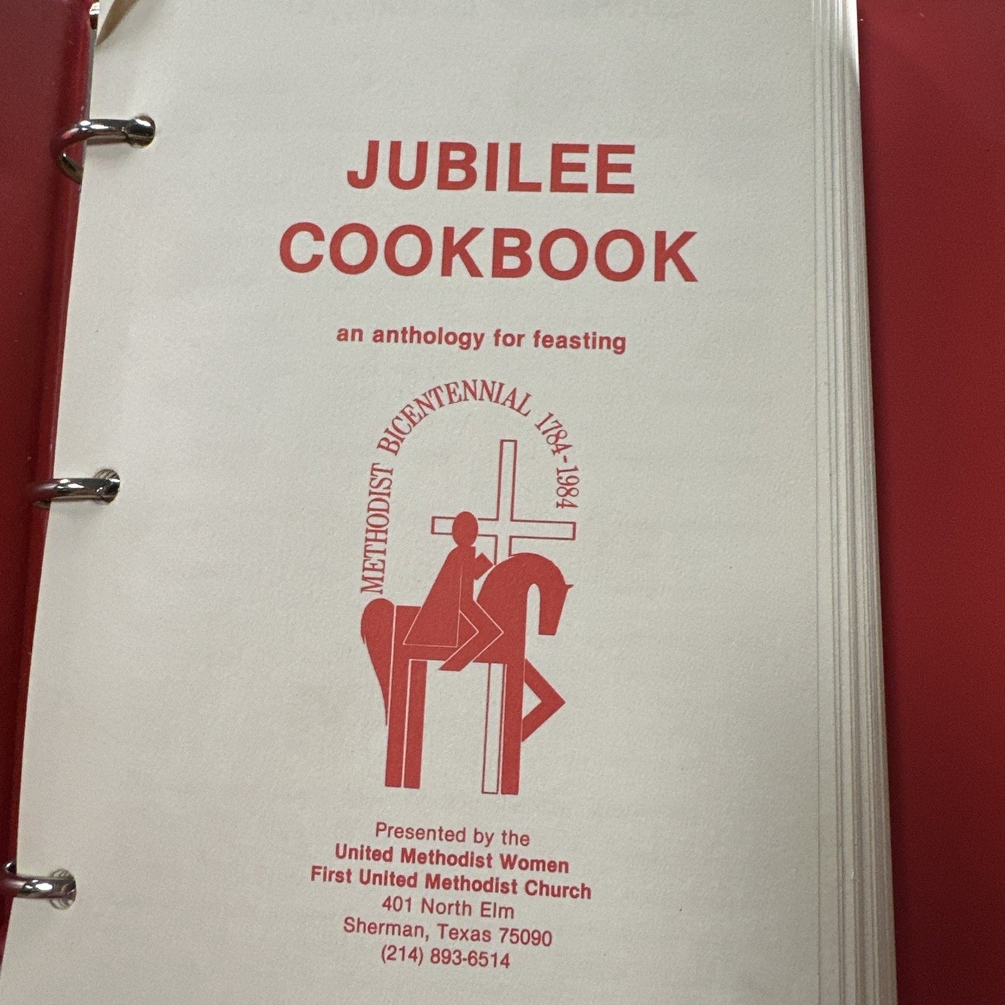 Vintage Methodist Church Jubilee Cookbook Sherman Texas Bicentennial Binder 1984