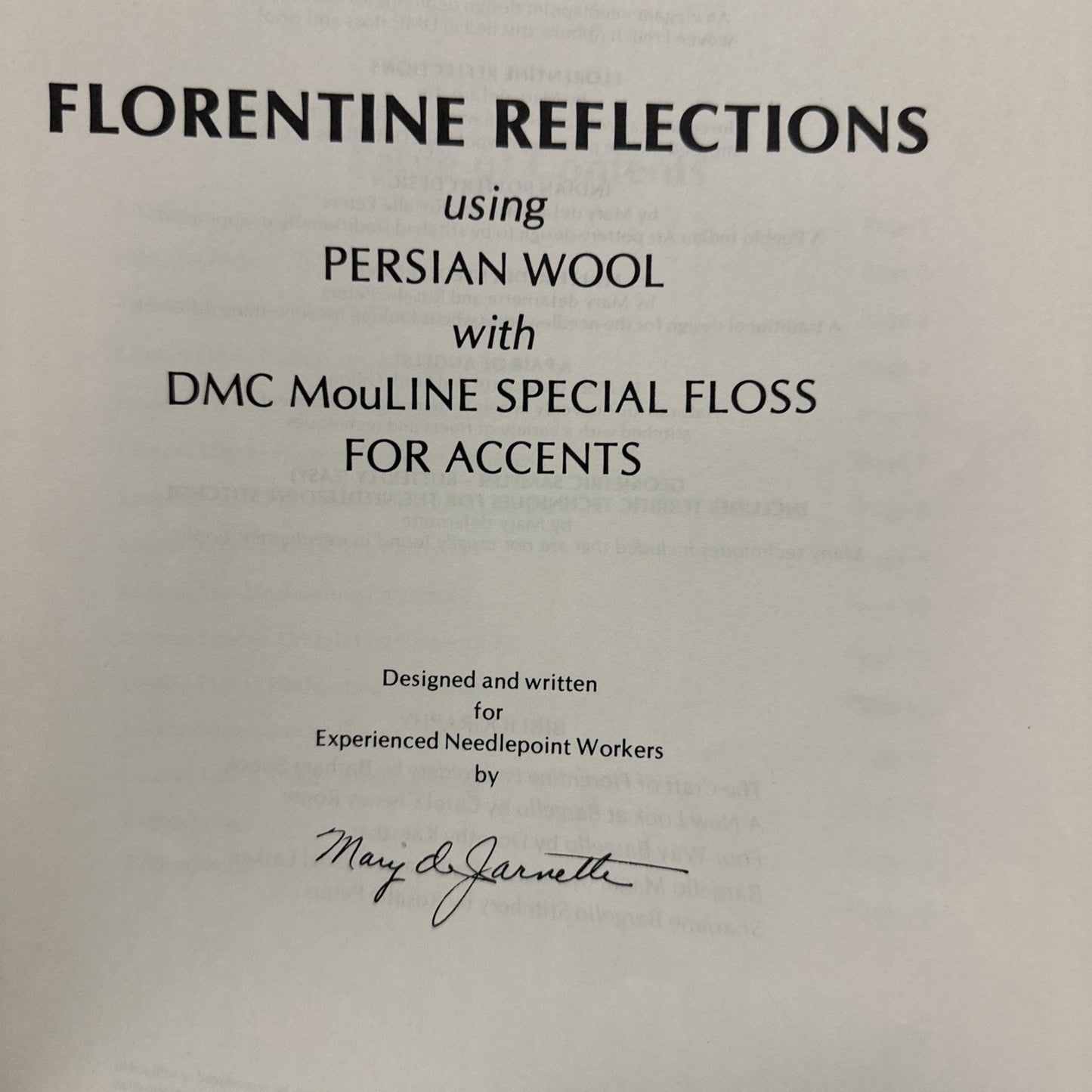 Mary deJarnette Florentine Reflections Needlepoint Pattern Booklet VTG 1979