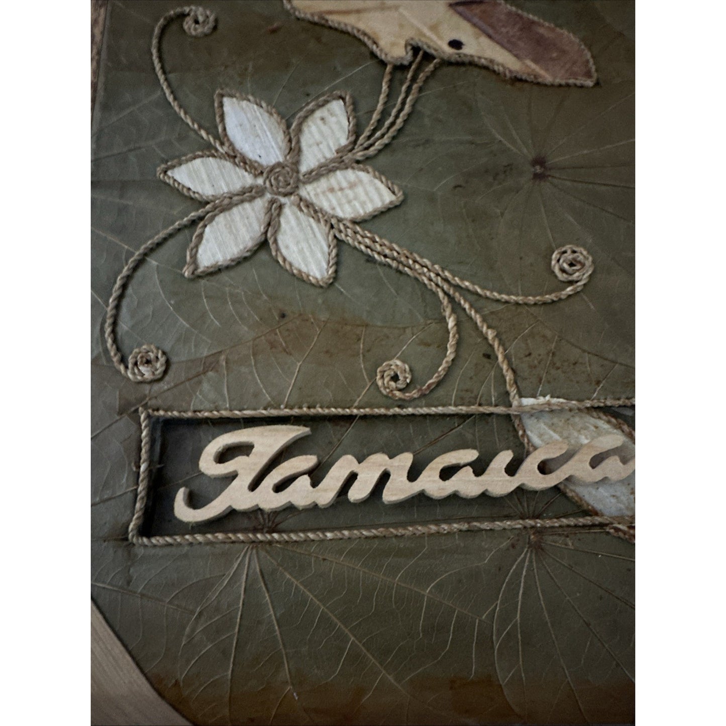VTG Handmade Banana Leaf Jamaica Photo Album Tiki Wood Scrapbook One Of A Kind