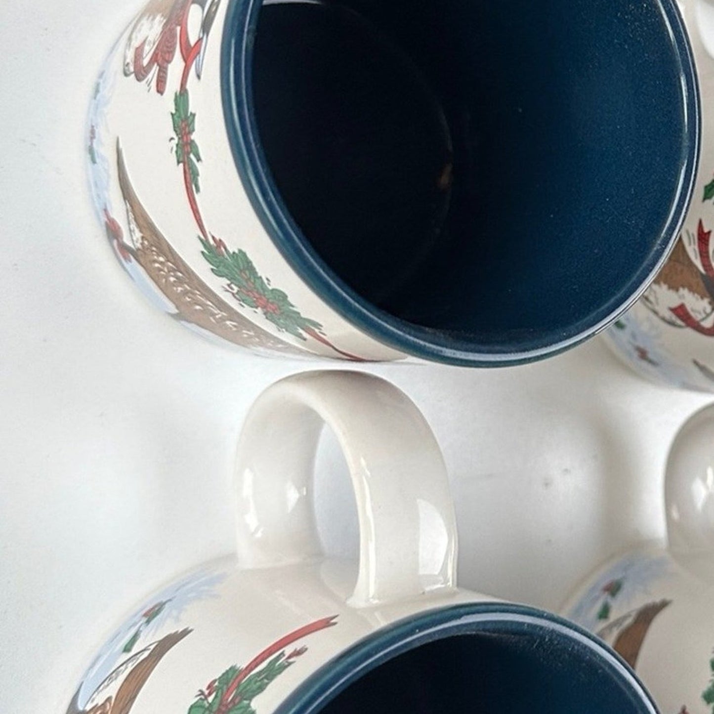 Holiday Mug Potpourri Press Christmas 2 Pc Set Coffee Tea Cup Vintage 1980’s