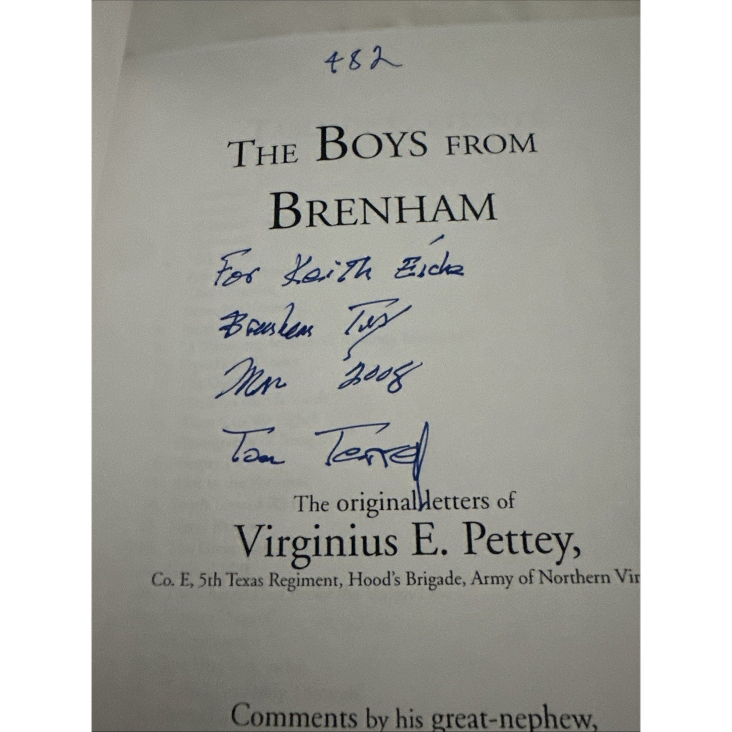 The Boys from Brenham Letters of Virginius E. Pettey Signed Thomas S. Terrell