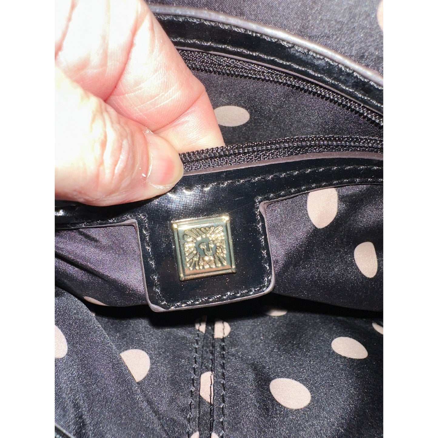 Cross-body Patent Leather Purse, Anne Klein Cross-body Purse, Black and White Patent Leather Purse
