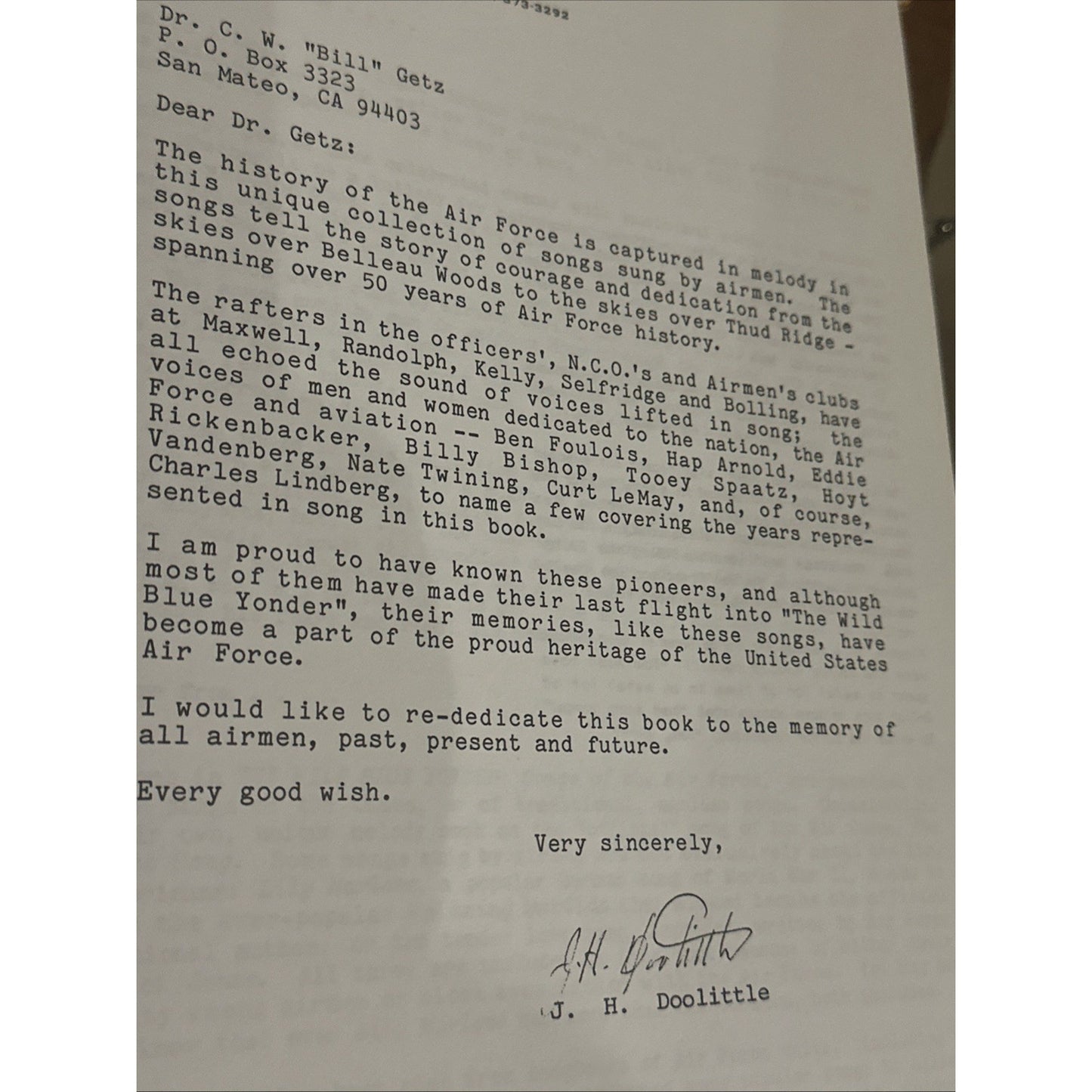 The Wild Blue Yonder Songs Of The Air Force Signed C.W. Bill Getz & Media info.