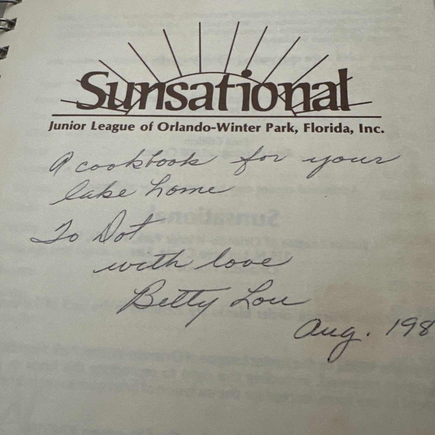Sunsational: Junior League of Orlando-Winter Park, Florida Spiral-bound CookbookSunsational: A Cookbook - Spiral-bound - GOOD