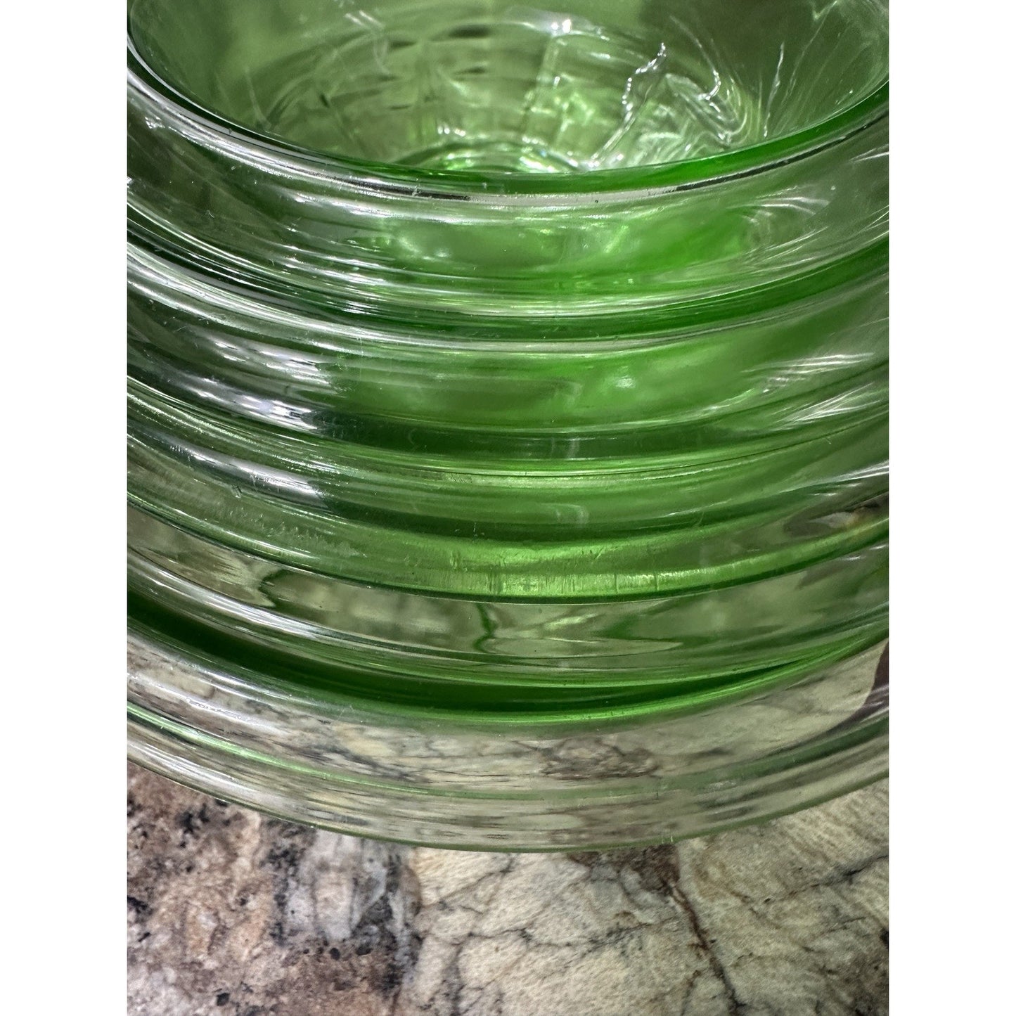 Hazel Atlas Green Uranium Vasaline mixing Bowl Set Of 5. Great Condition. Rare