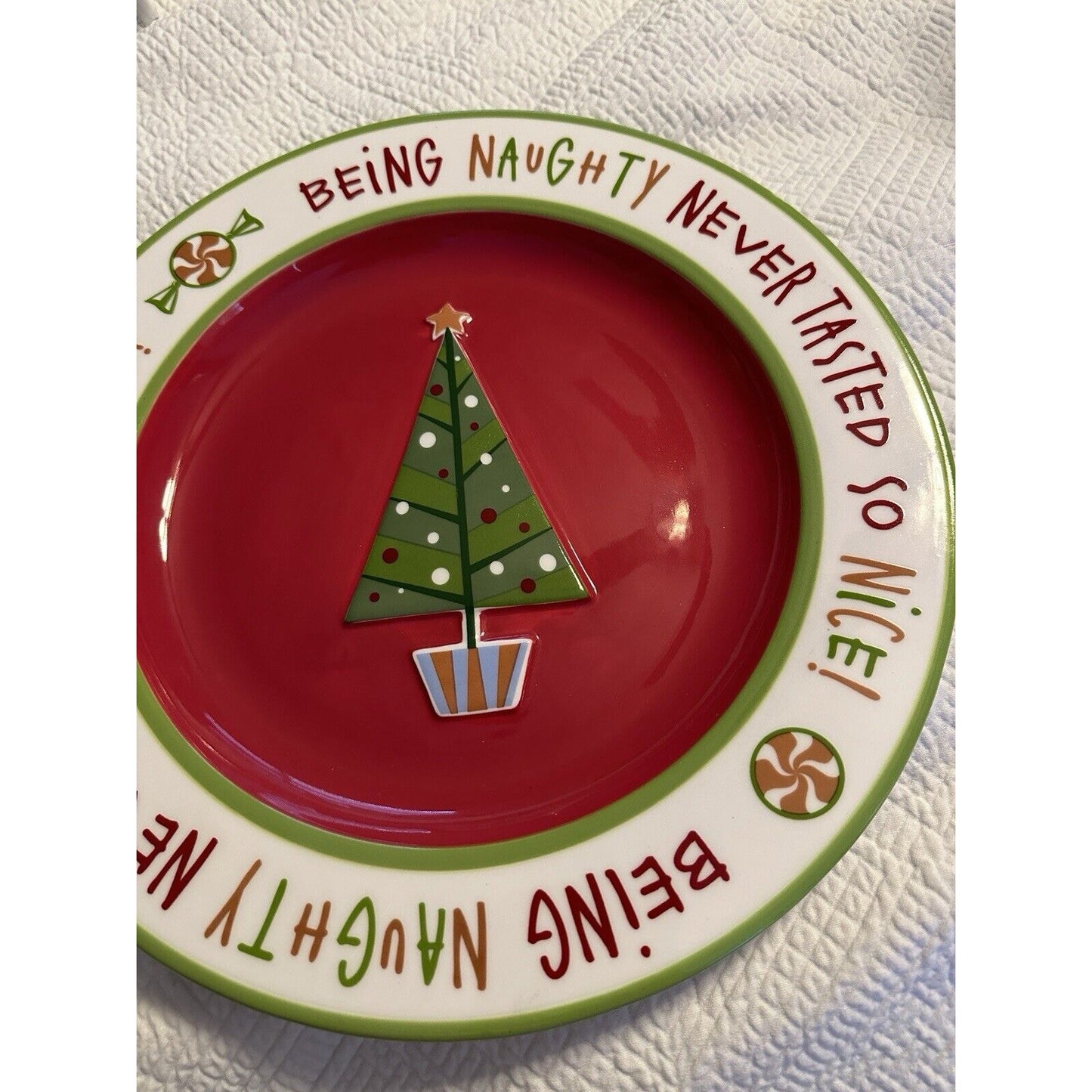 Holiday 12" Ceramic Plate / Platter NAUGHTY BUT NICE by Russ Berrie