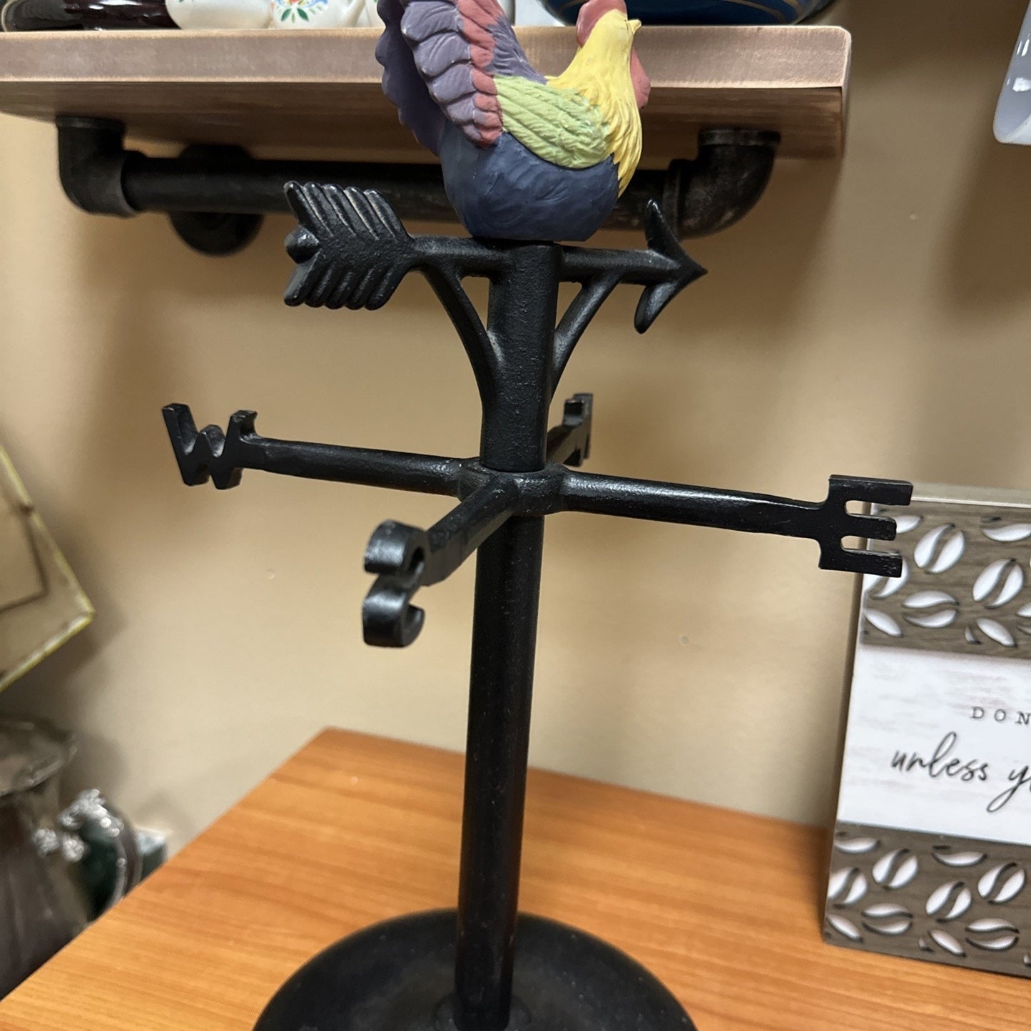 Wrought Iron Vintage Hen Weather Vane Mug Holder Tree