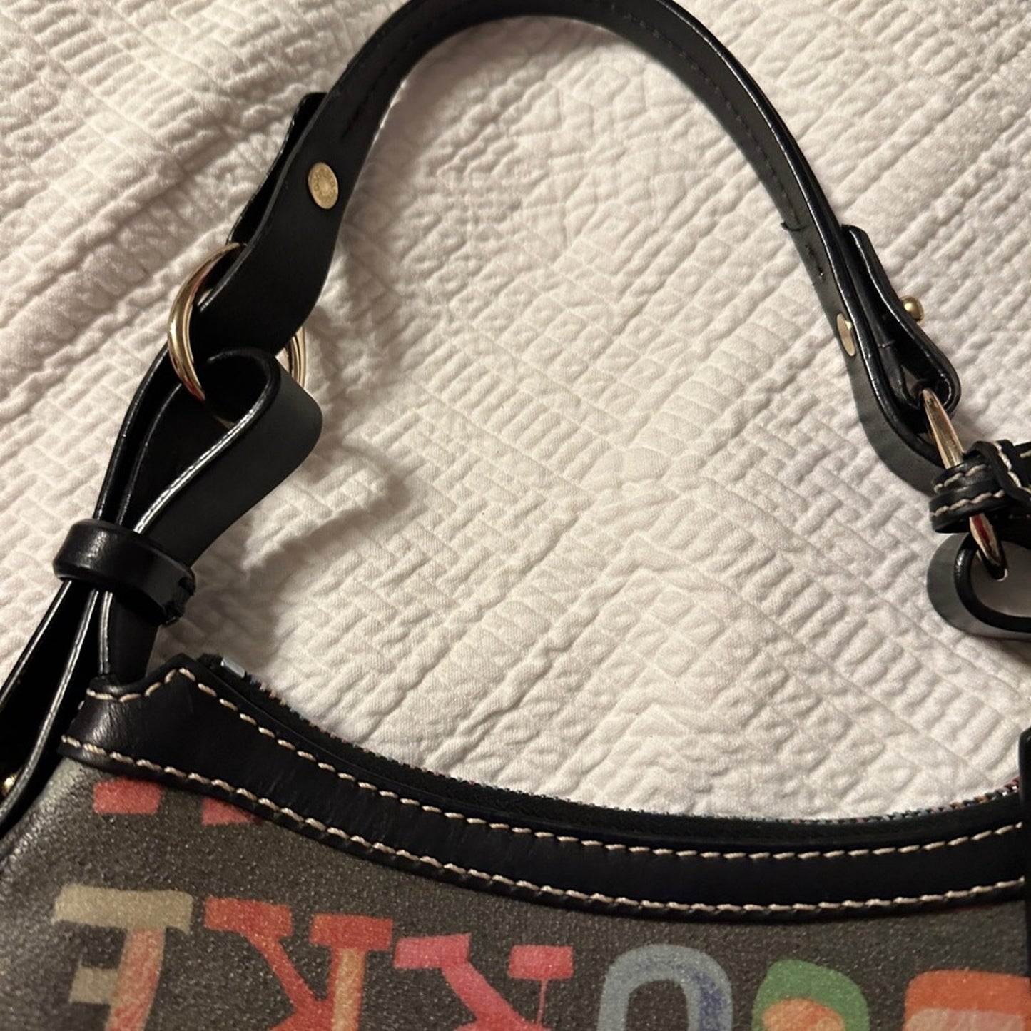 Dooney & Bourke Doodle Graffiti Baguette Bag Small Y2K Monogram Rainbow