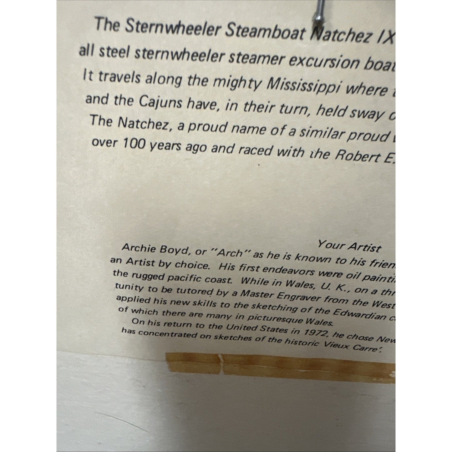 Gallery Print of Sternwheeler Steamboat NATCHEZ by Archie Boyd (Arch) |
