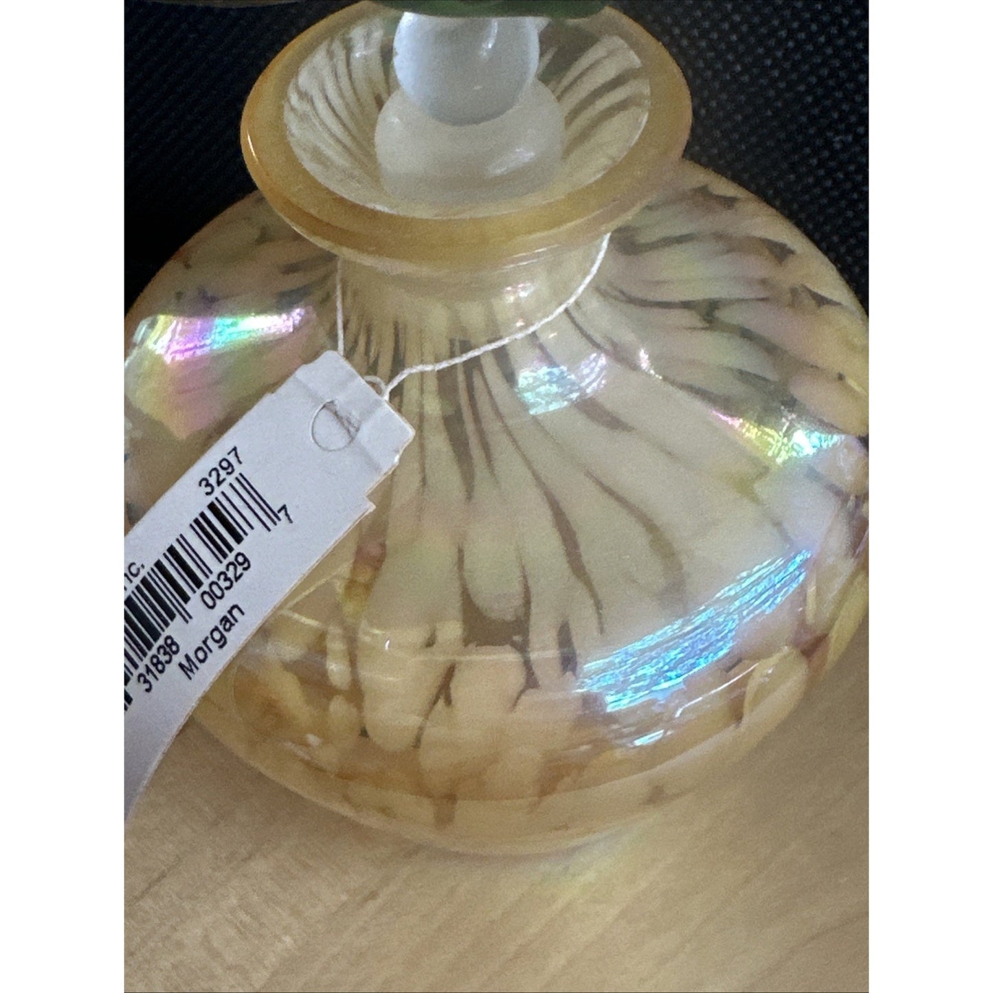 Crystal Glass Perfume Bottle W/yellow butterfly Stopper