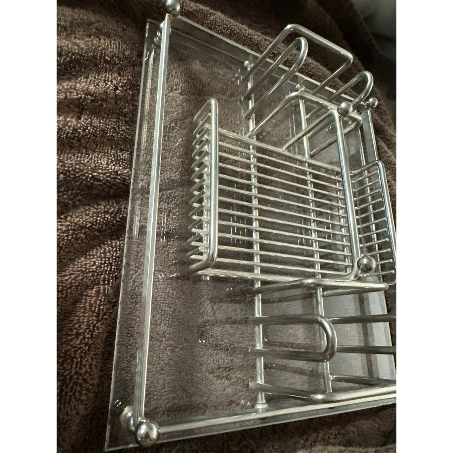 1960s Charles Hollis Jones Multi-Use Tray Organizer Polished Nickel & Lucite MCM