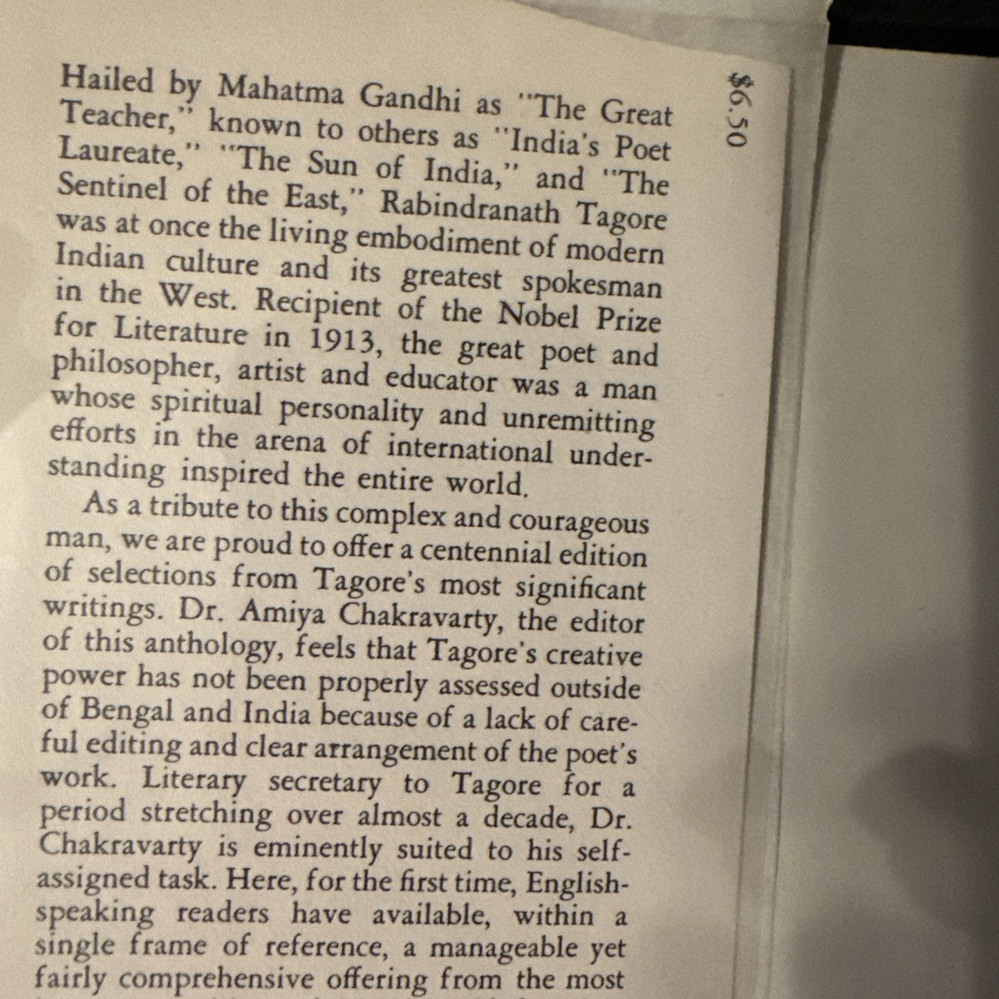 A Tagore Reader edited by Amiya Chakravarty- 1961 1st Edition 1st Printing HC DJ