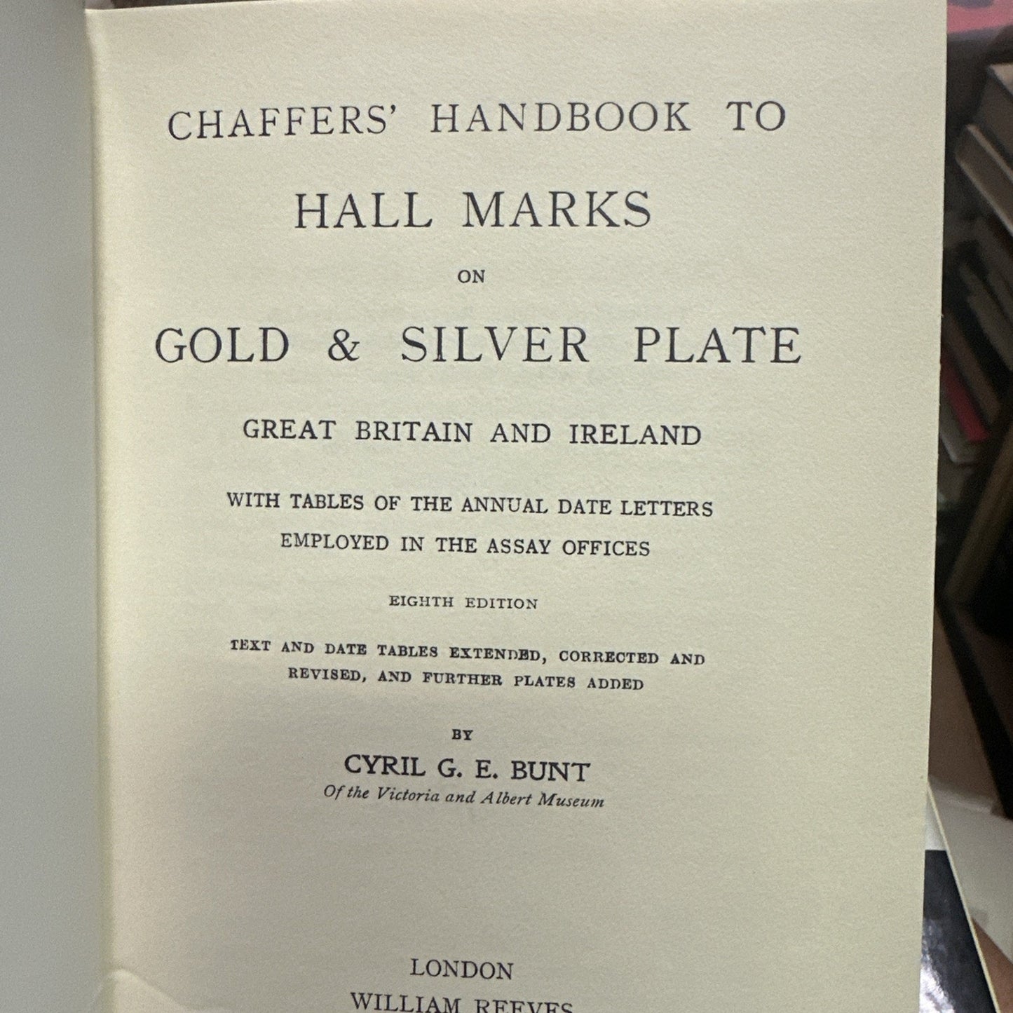 Chaffers Handbook to Hall Marks on Gold & Silver Plate HC DJ 1975 Good