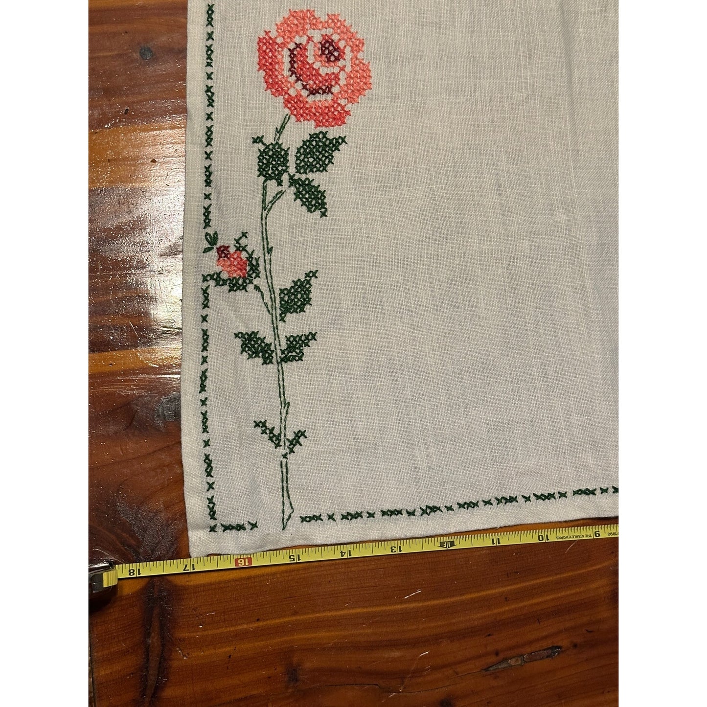 Vintage Rose linen set, placemats, napkins, coasters, embroidered linen