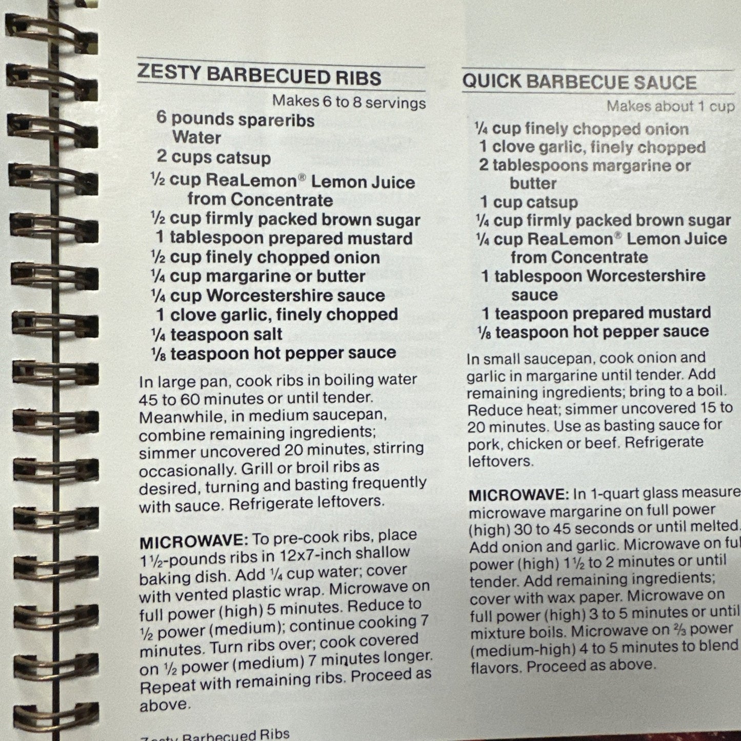 ReaLemon Recipe Collection Cookbook, Vintage, 1984, hardcover