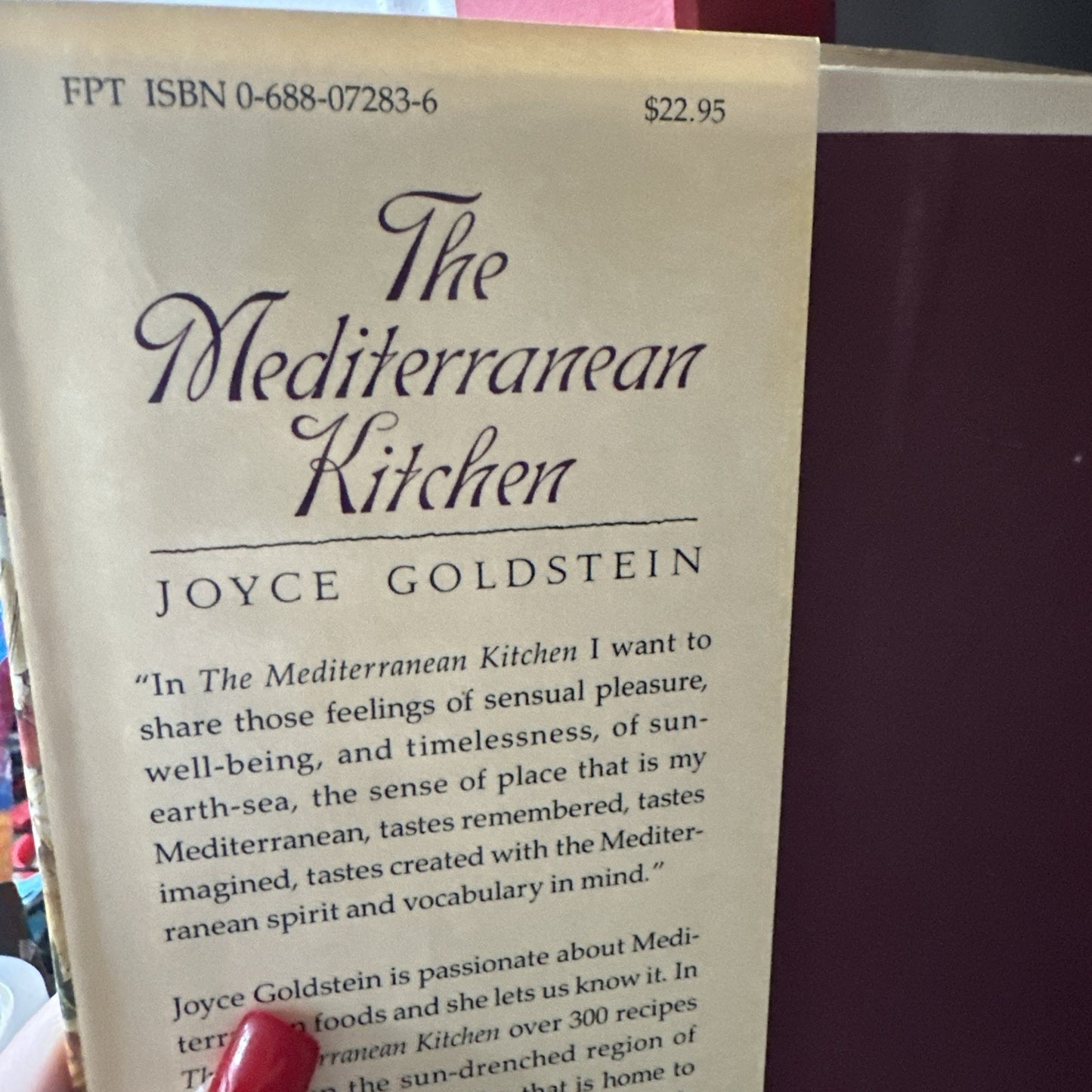 The Mediterranean Kitchen Goldstein 1989 1st Ed HCDJ Nice