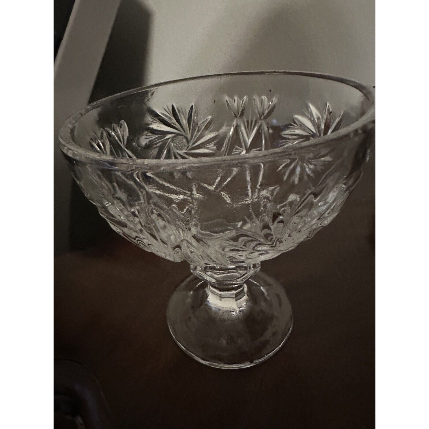 Vintage Large Cut Glass Pedestal Covered Compote Candy Dish Lidded