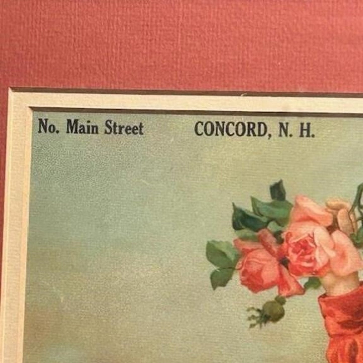 Framed Victorian Lithograph Print Picture "Wall Of Roses"