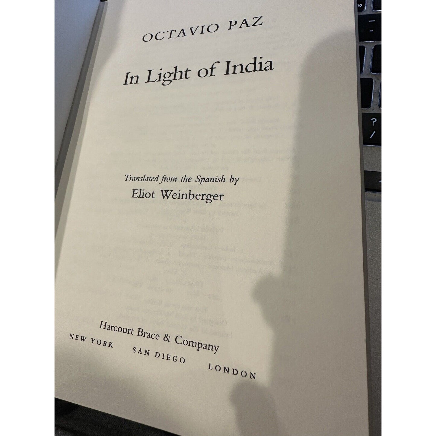 In Light of India by Octavio Paz Hardcover Book VG