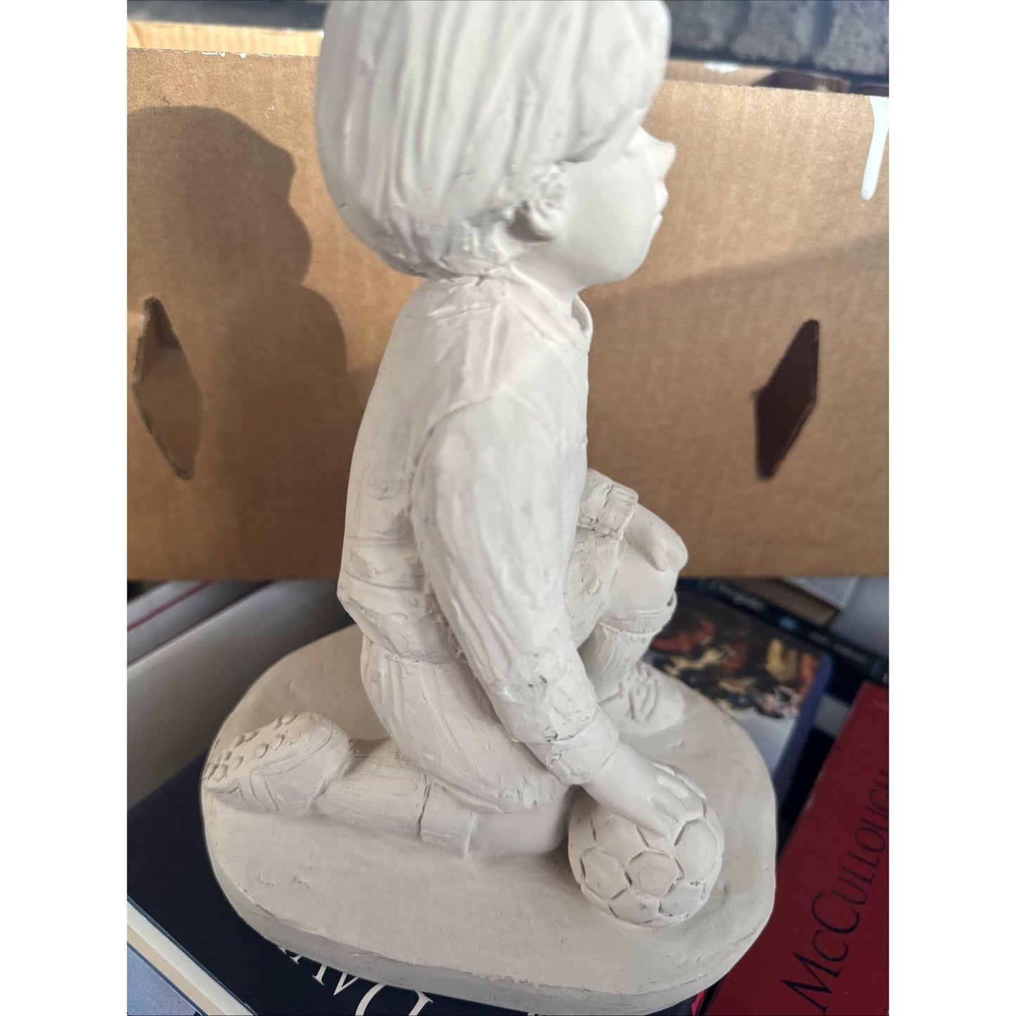 Vintage Sculpture Dee Crowley Boy With Soccer Ball. Rare