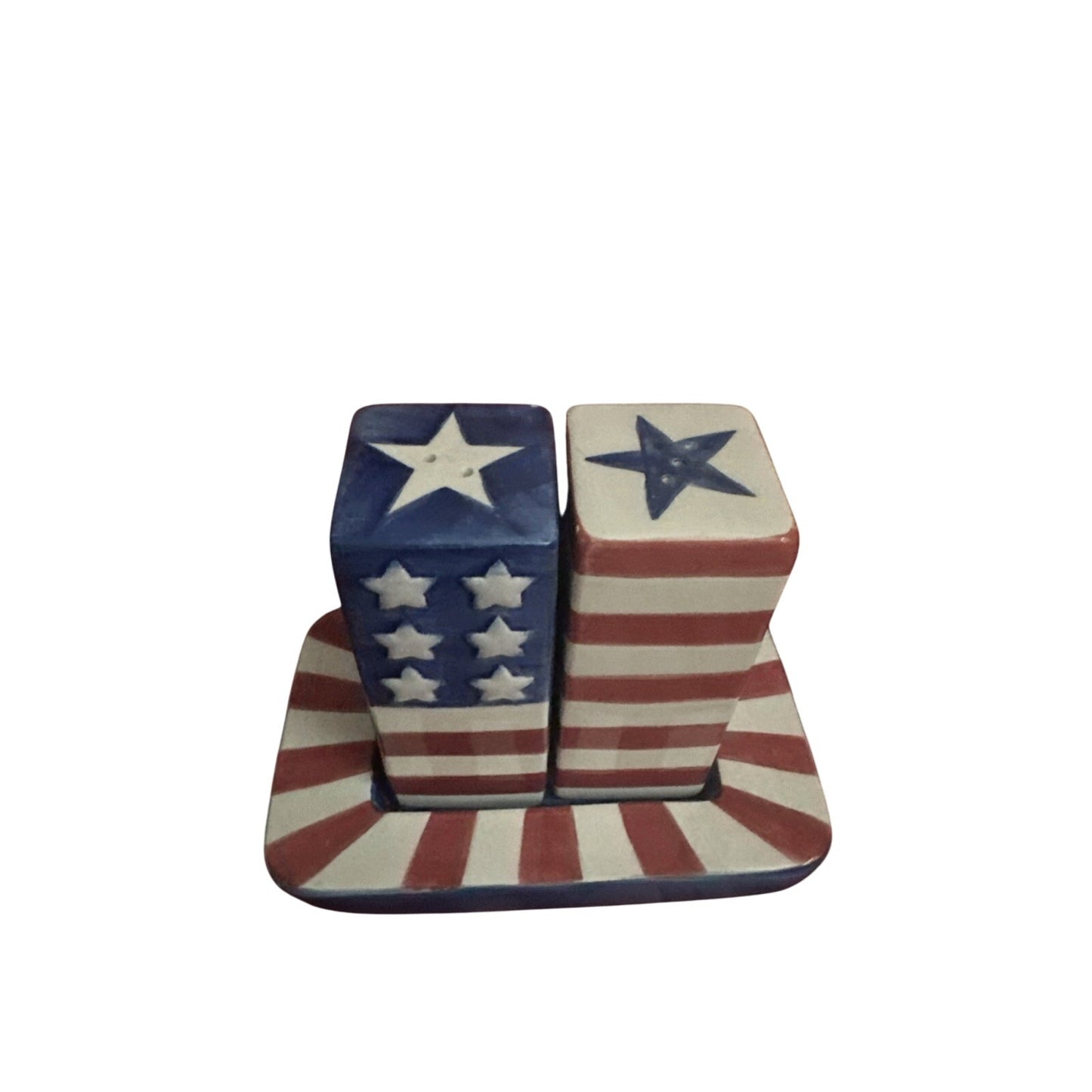 Star & Stripe Salt Pepper Shaker Set Patriotic America Independence Day 4th July