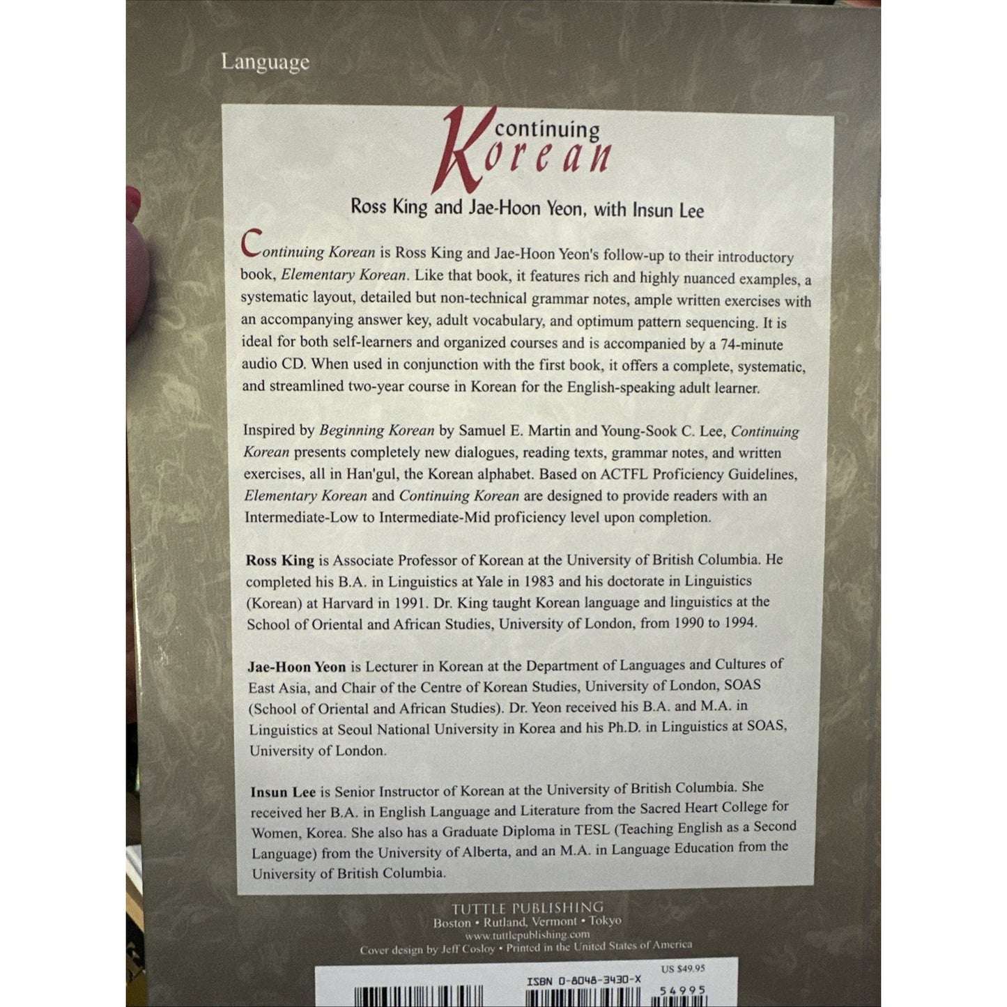 ELEMENTARY KOREAN by Ross King and Jae-Hoon Yeon -2000- 1st ed - Language Study
