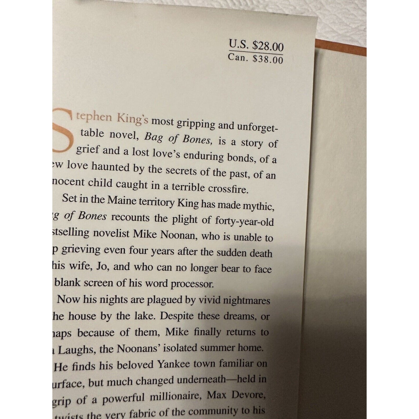 Stephen King Bag of Bones 1998 Hardcover