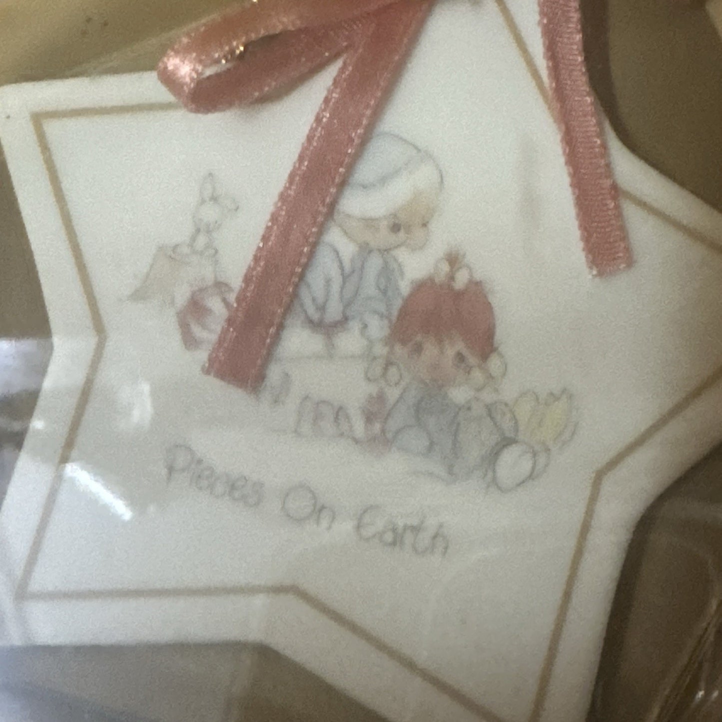 New PIECES ON EARTH Star Precious Moments Porcelain Sledding Ornament 216232