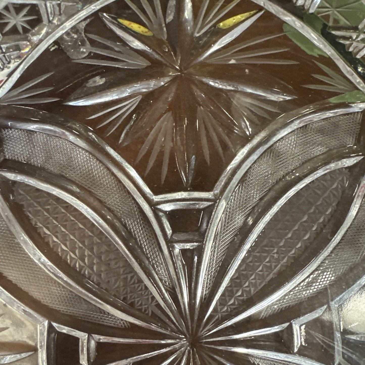 Vintage IrenA Hand Cut Lead Crystal Fan Pinwheel 9.25” Bowl Made In Poland