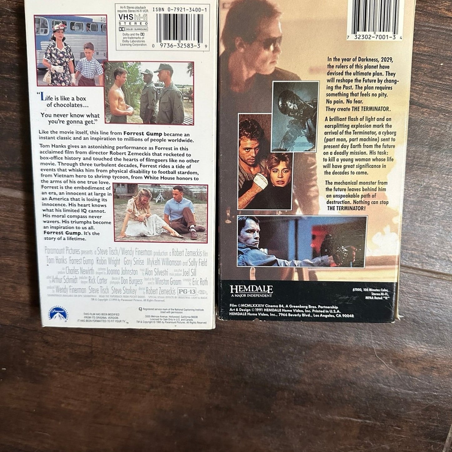 Terminator & Forest Gump VHS tapes