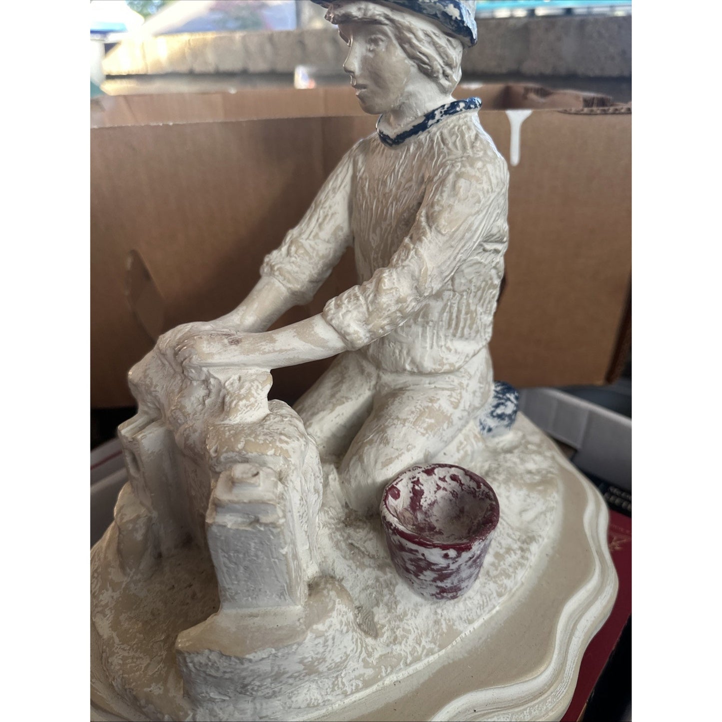 Vintage Harris Lamps Boy Building Sand Castle Signed Harris Lamps Rare Find