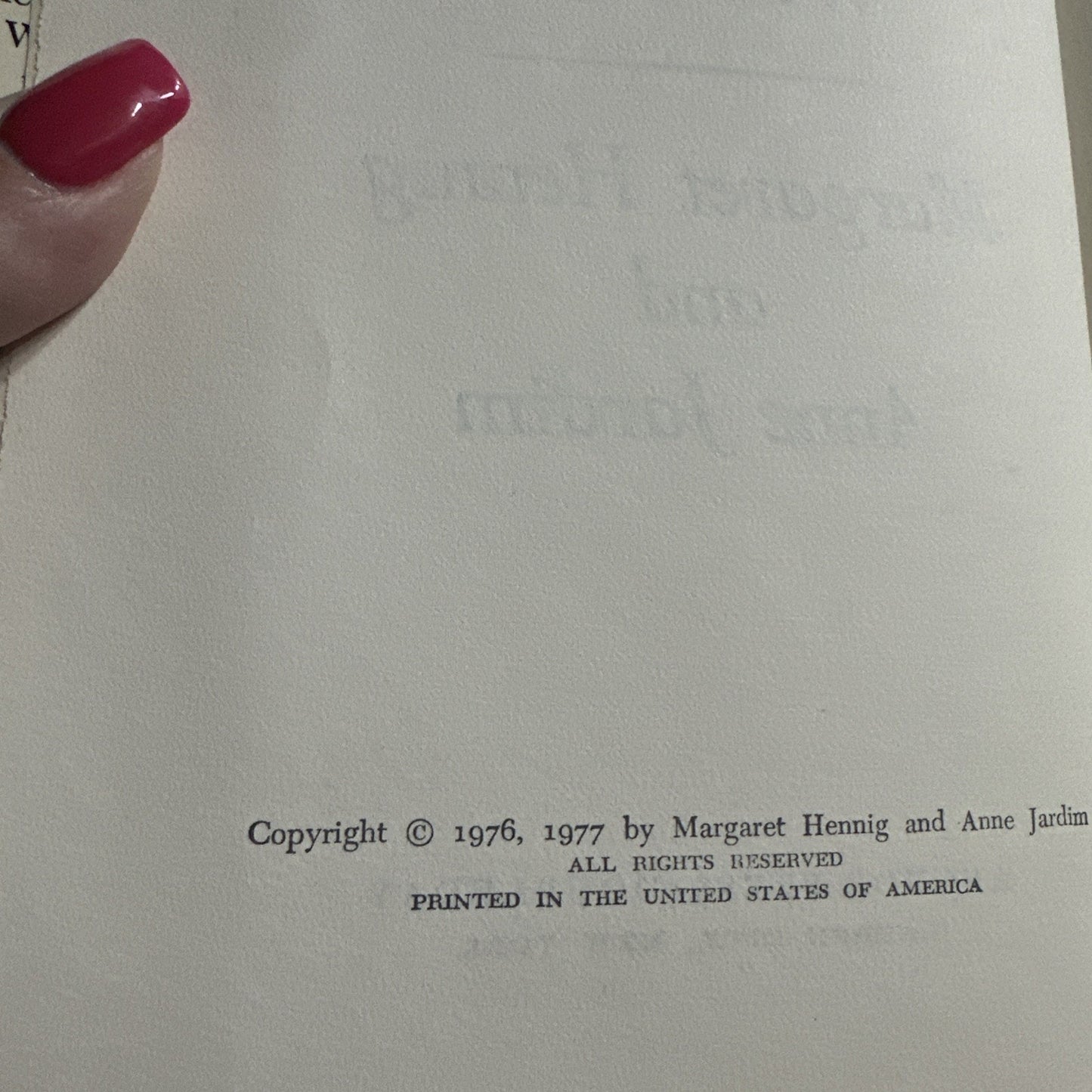 The Managerial Woman hc Margaret Hennig,Anne Jardim 1977 Anchor Press