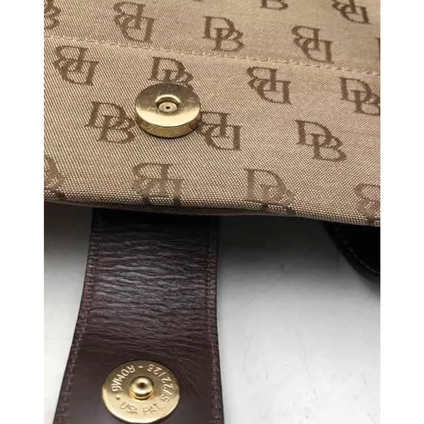 Dooney & Bourke Womens Brown Monogram Double Handle Snap Closure Tote Bag