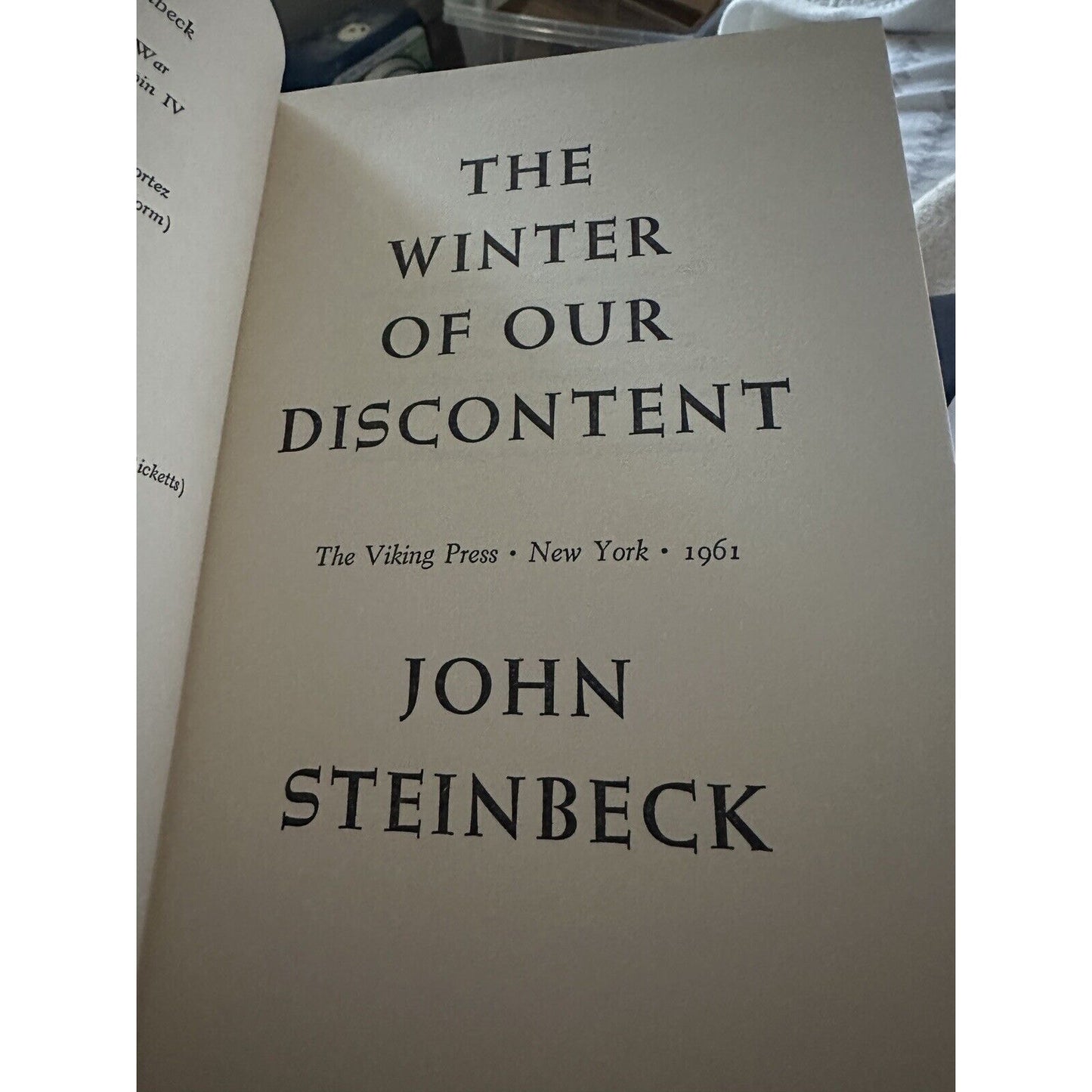 The Winter of Our Discontent by John Steinbeck 1st Edition Vintage HC/DJ 1961