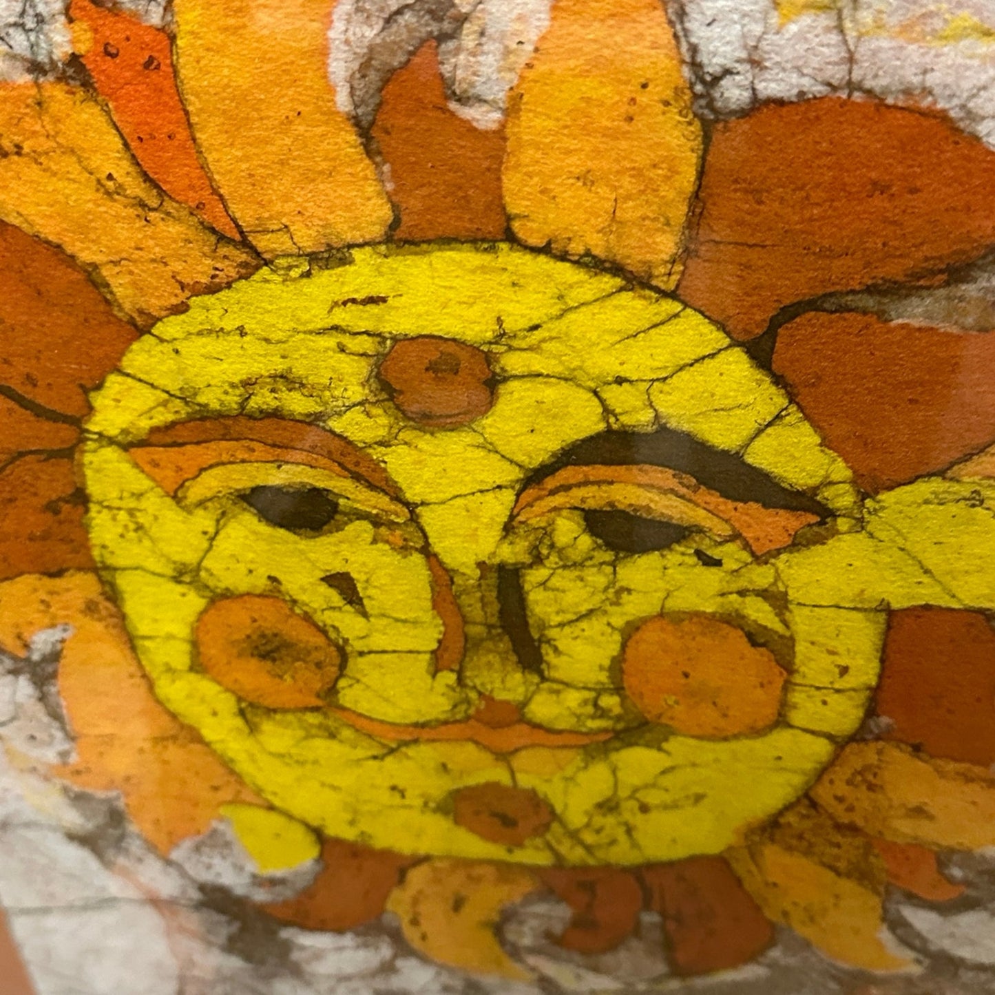 Retro sunshine framed art Batik