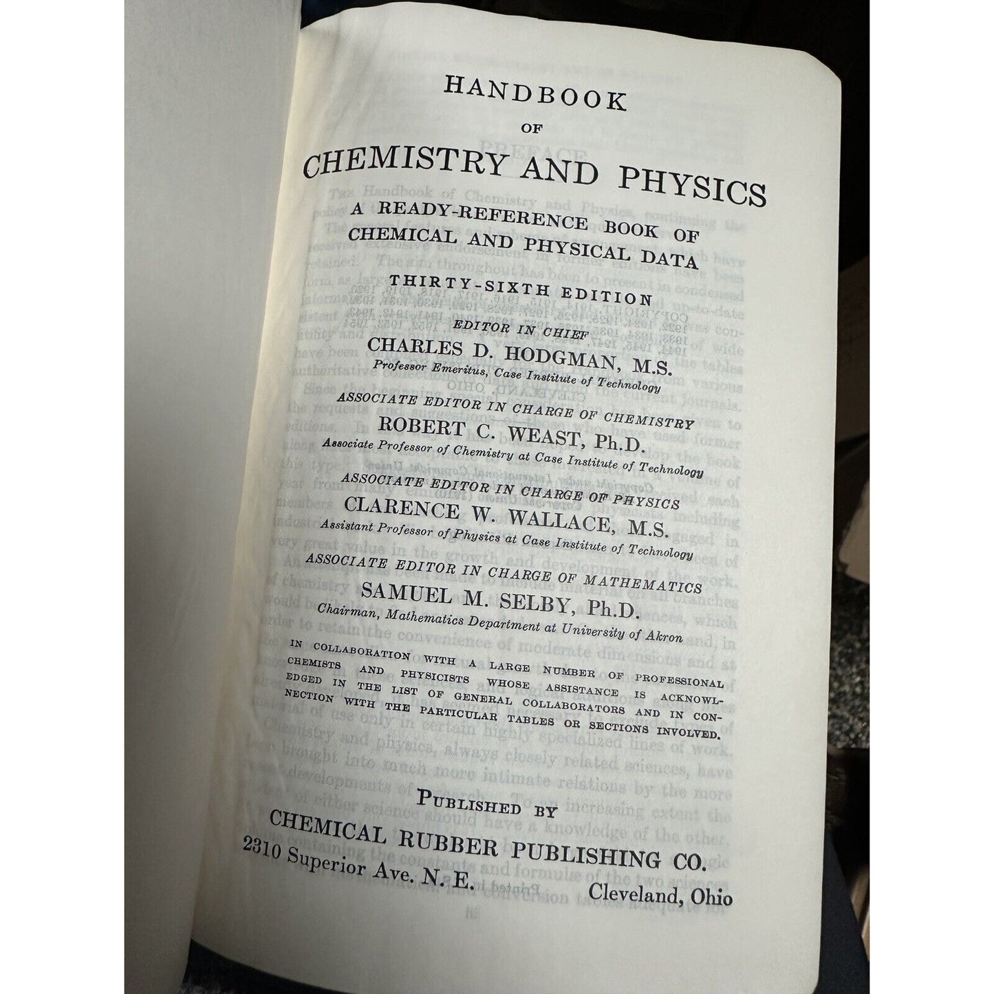 Handbook Of Chemistry And Physics 36th Edition 1954-1955