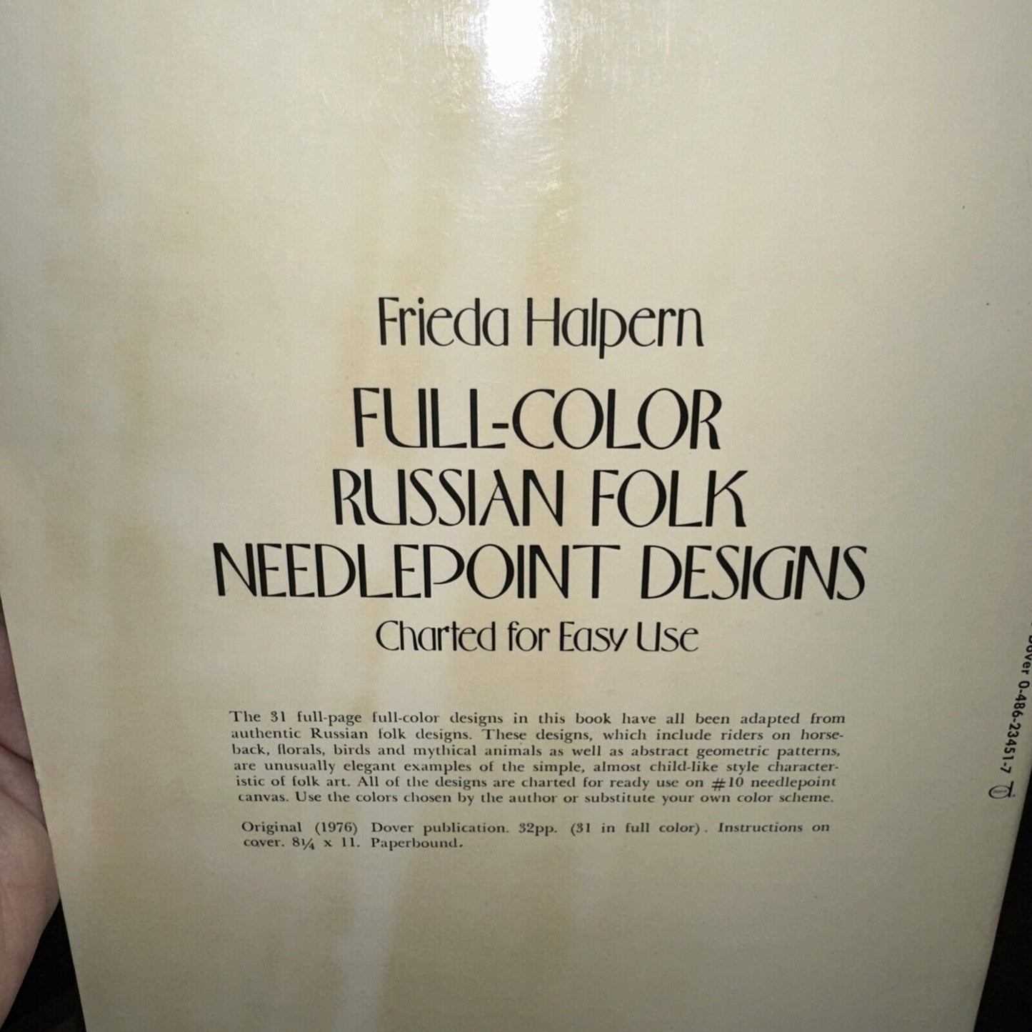 Dover Needlework Full Color Russian Folk Needlepoint Designs Frieda Halpern